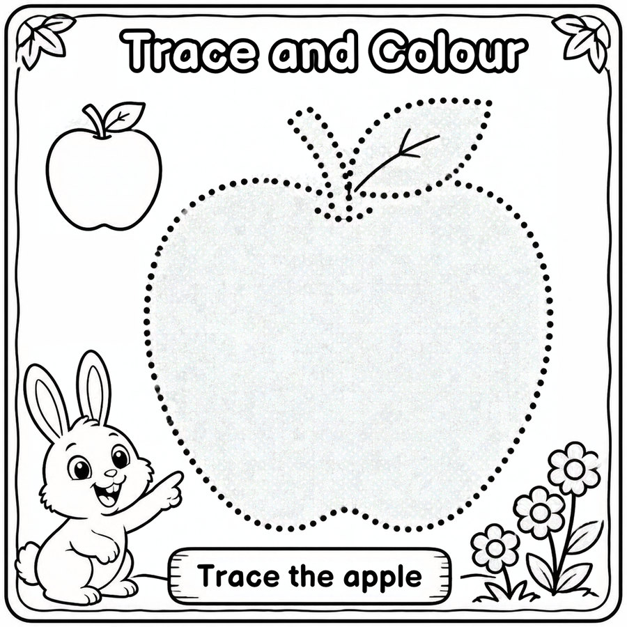 Trace and color the apple page